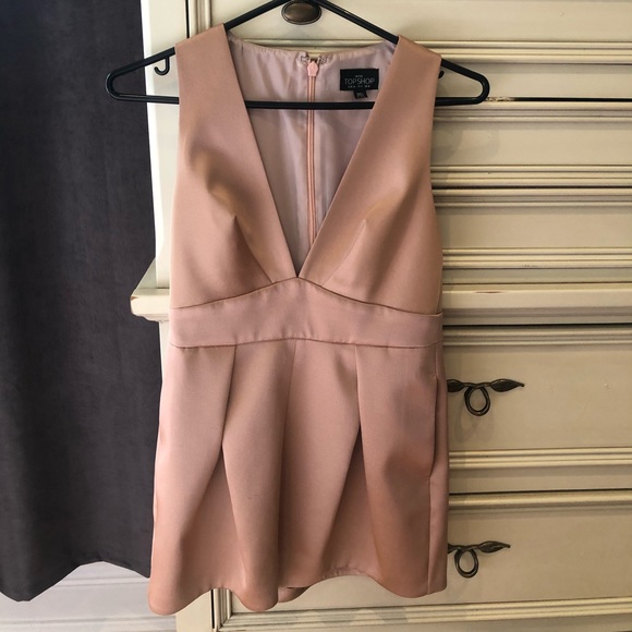 Topshop Nude Pink Satin Jumpsuit/Romper - Picture 1 of 4